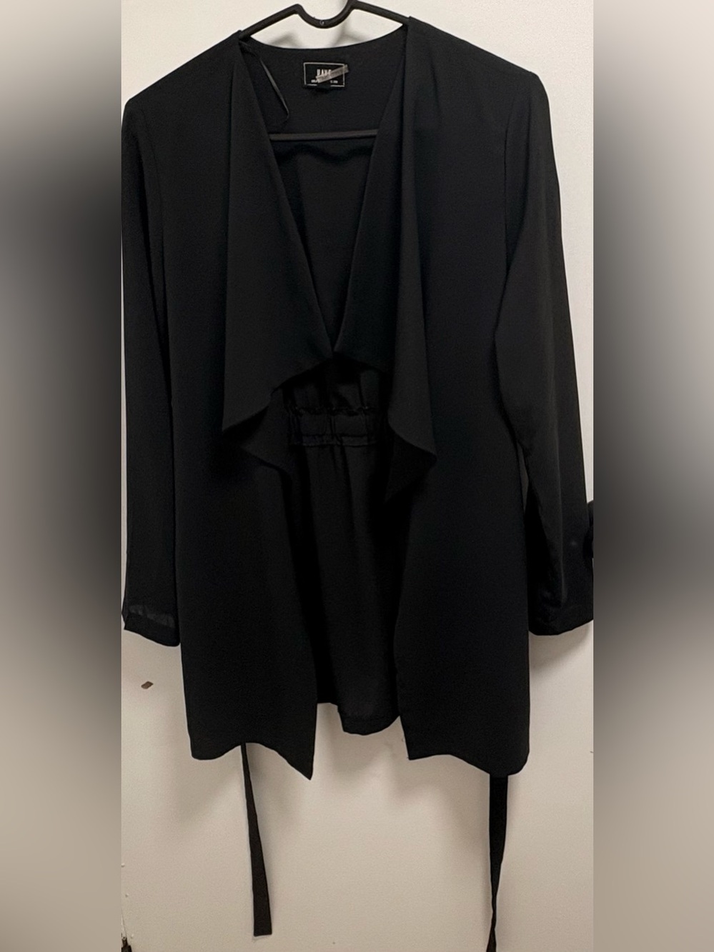Have Black Draped Open-Front Cardigan